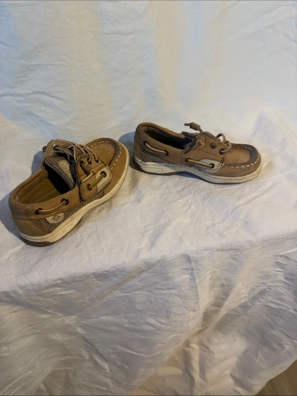 Sperry Tan and Brown Kids Moccasin Boat Shoes